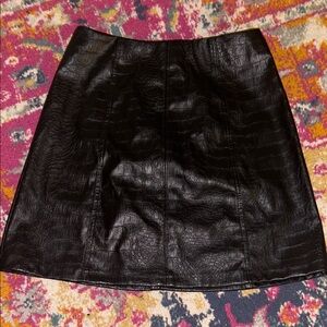 Zara Black Croc-Embossed Mini Skirt